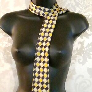 Gold Silver and Black Geometric Tie
